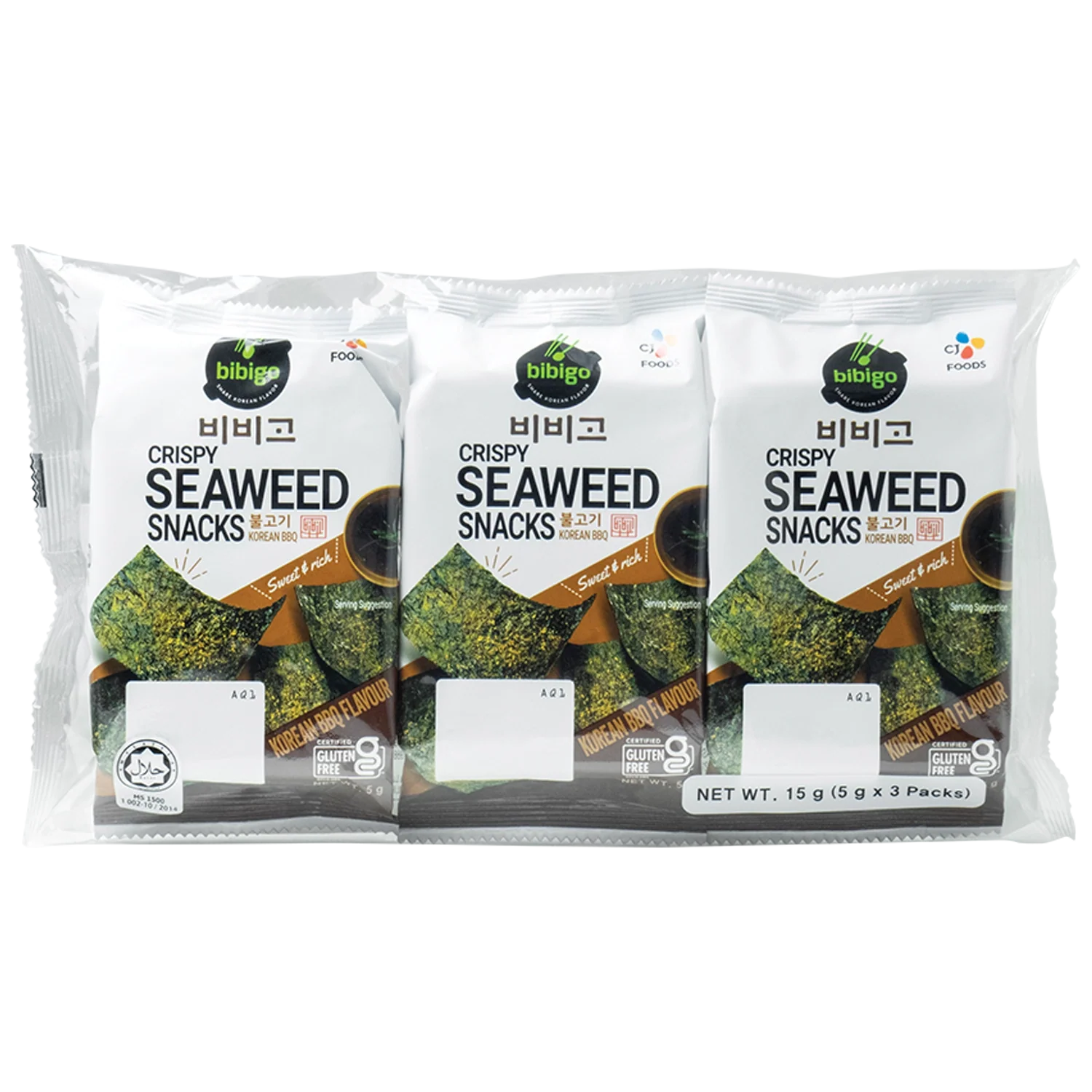 BIBIGO Crispy Seaweed BBQ 15G (3x5G)