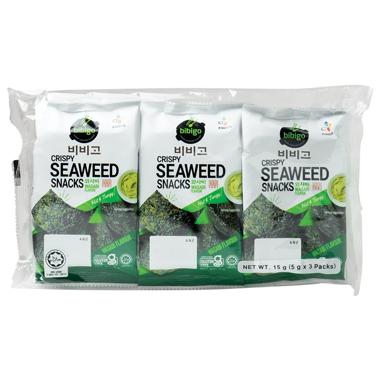 BIBIGO Crispy Seaweed Wasabi 15G (3x5G)