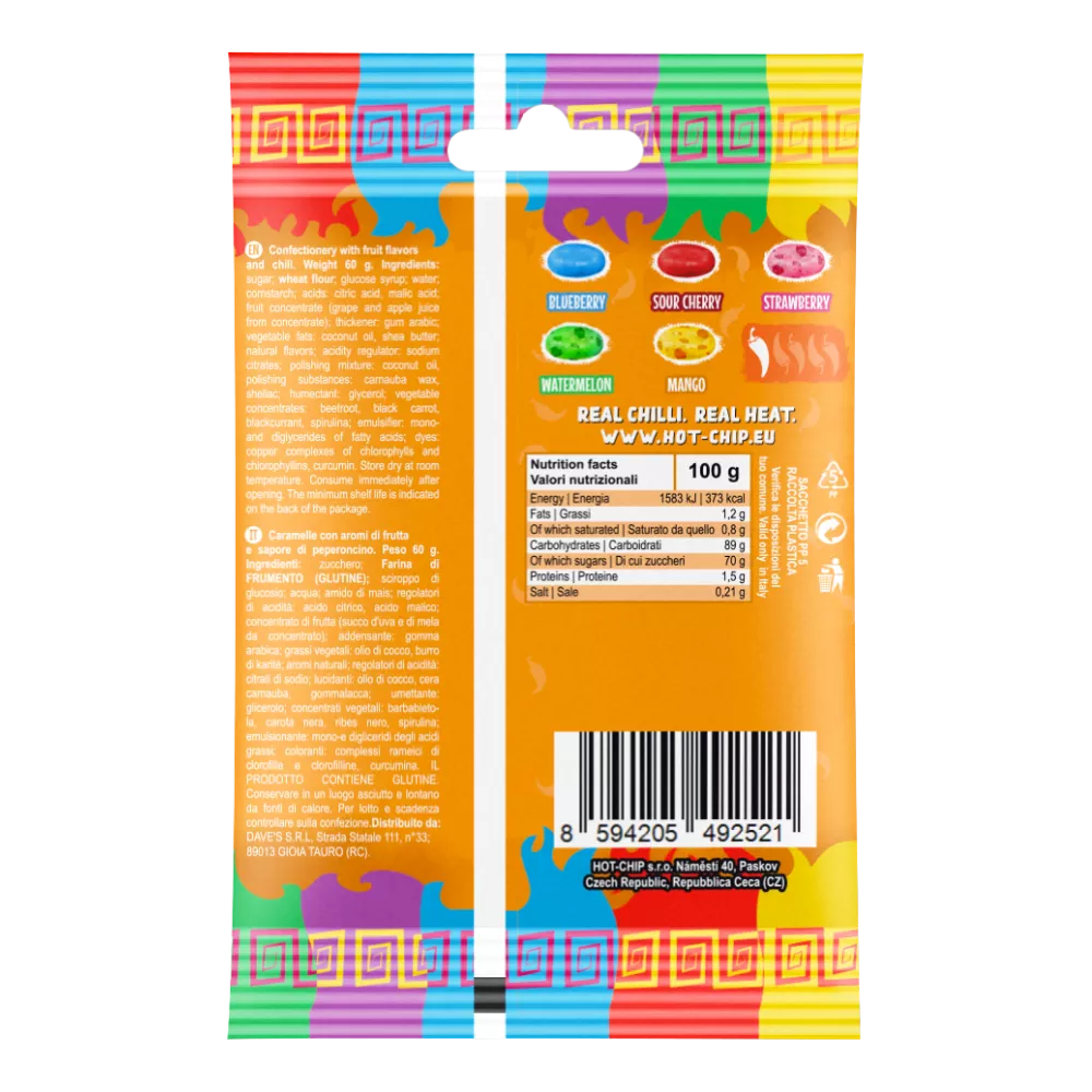 HOT CHIP Jelly Beans Spicy Fruit Flavours 60G - Image 2