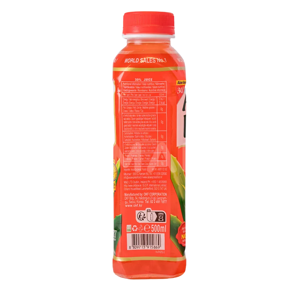 OKF Aloe Vera Getränk Erdbeer SugarFree 500ML - Image 2
