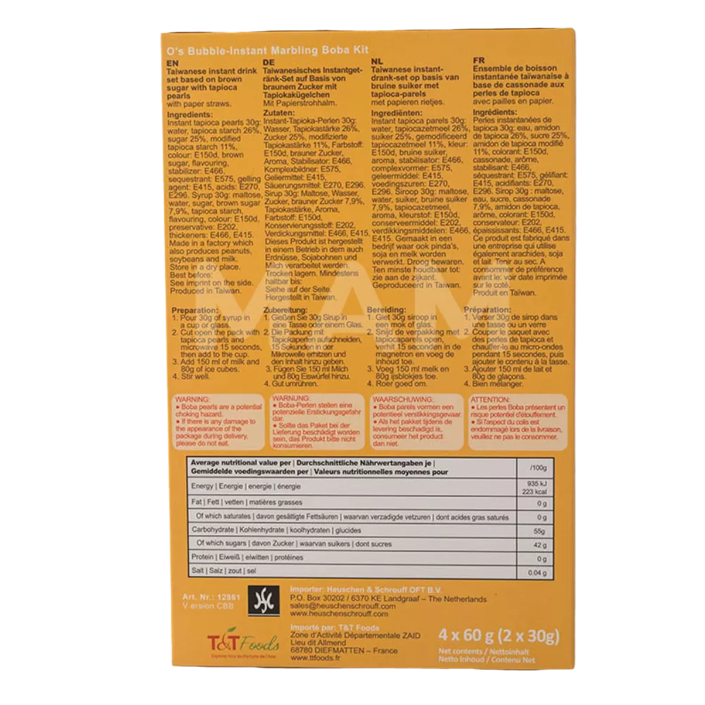 O's Bubble Instant Boba Brown Sugar Tee 240G - Image 2