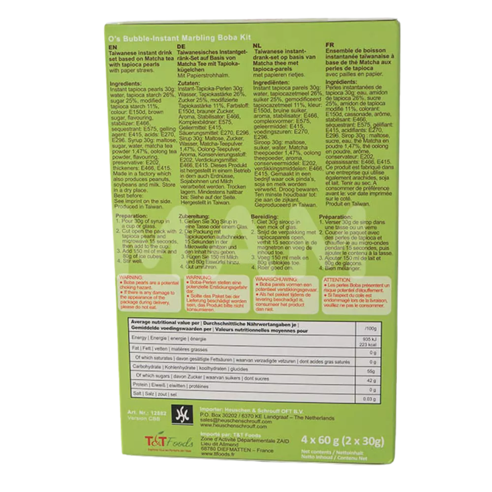 O's Bubble Instant Boba Matcha Tee 240G - Image 2