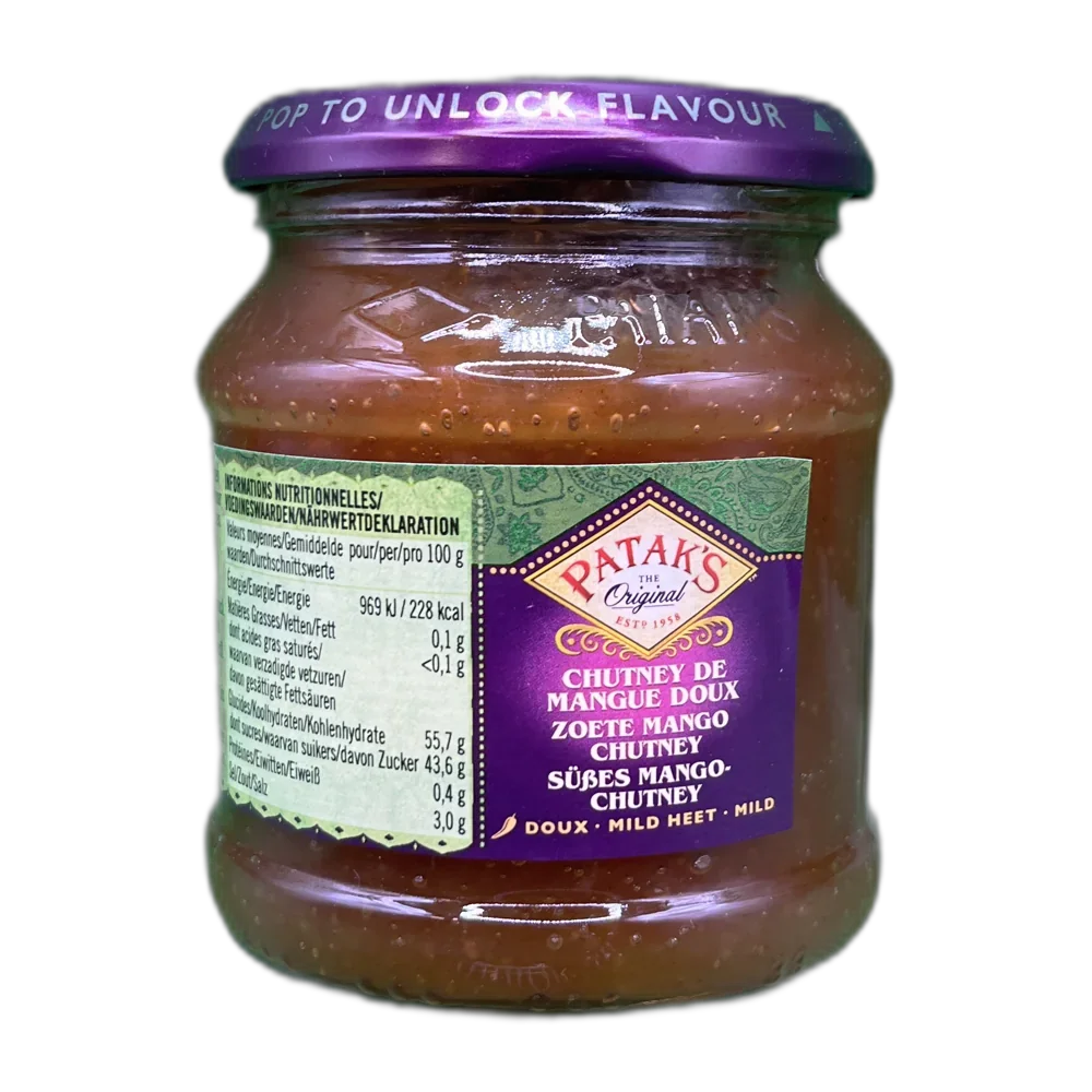 PATAK'S Mango Chutney Gl 340G mild-süss